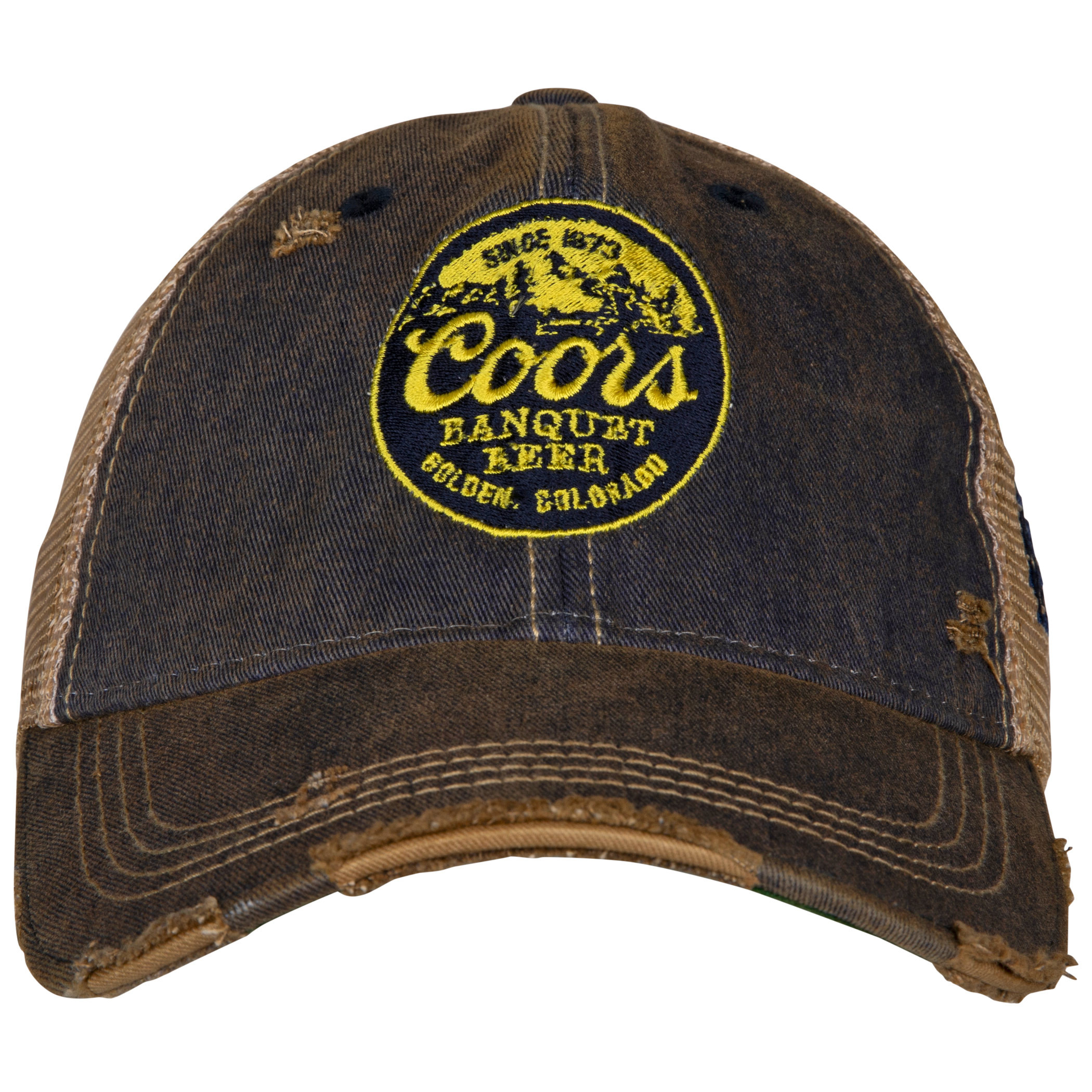 Coors Mountain Logo Patch Distressed Tea-Stained Adjustable Hat